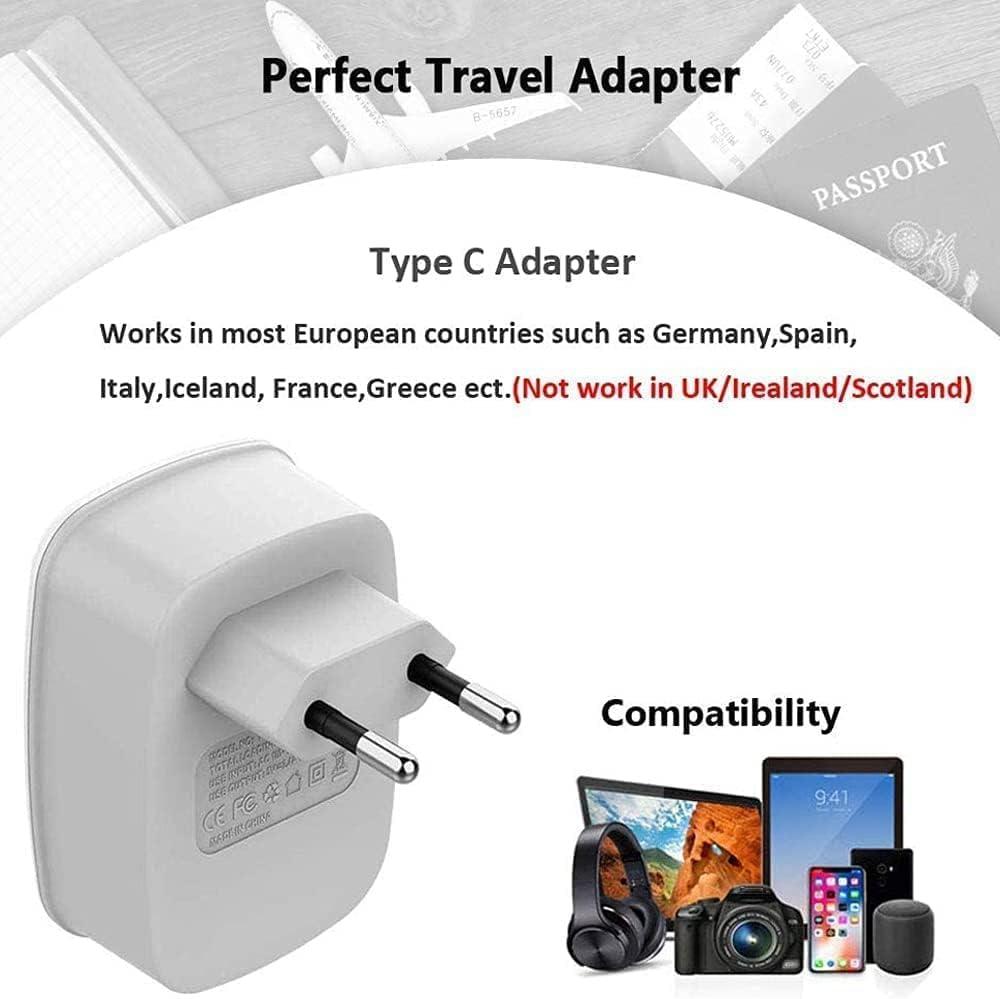 imageEuropean Travel Plug Adapter 2 Pack TESSAN International Power Outlet Adaptor with 2 USB 220V to 110V Voltage Converter Step Down Transformer for UK EU AUS Italy Spain for Hair Dryer Curling Iron