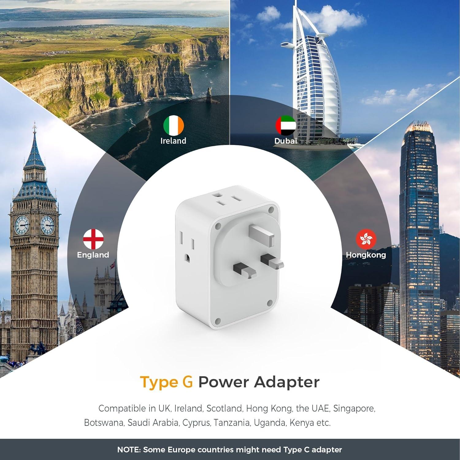 imageEuropean Travel Plug Adapter 2 Packs TESSAN Europe International Power Adaptor with 4 Outlets 3 USB Charging Ports 1 USB C Type C Plug for Germany Iceland Spain Italy FranceGrey white Type G