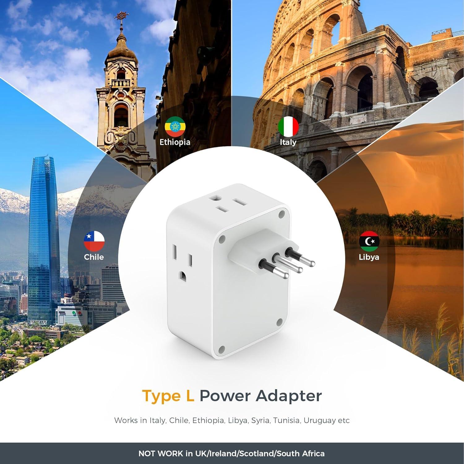 imageEuropean Travel Plug Adapter 2 Packs TESSAN Europe International Power Adaptor with 4 Outlets 3 USB Charging Ports 1 USB C Type C Plug for Germany Iceland Spain Italy FranceWhiteGrey Type L