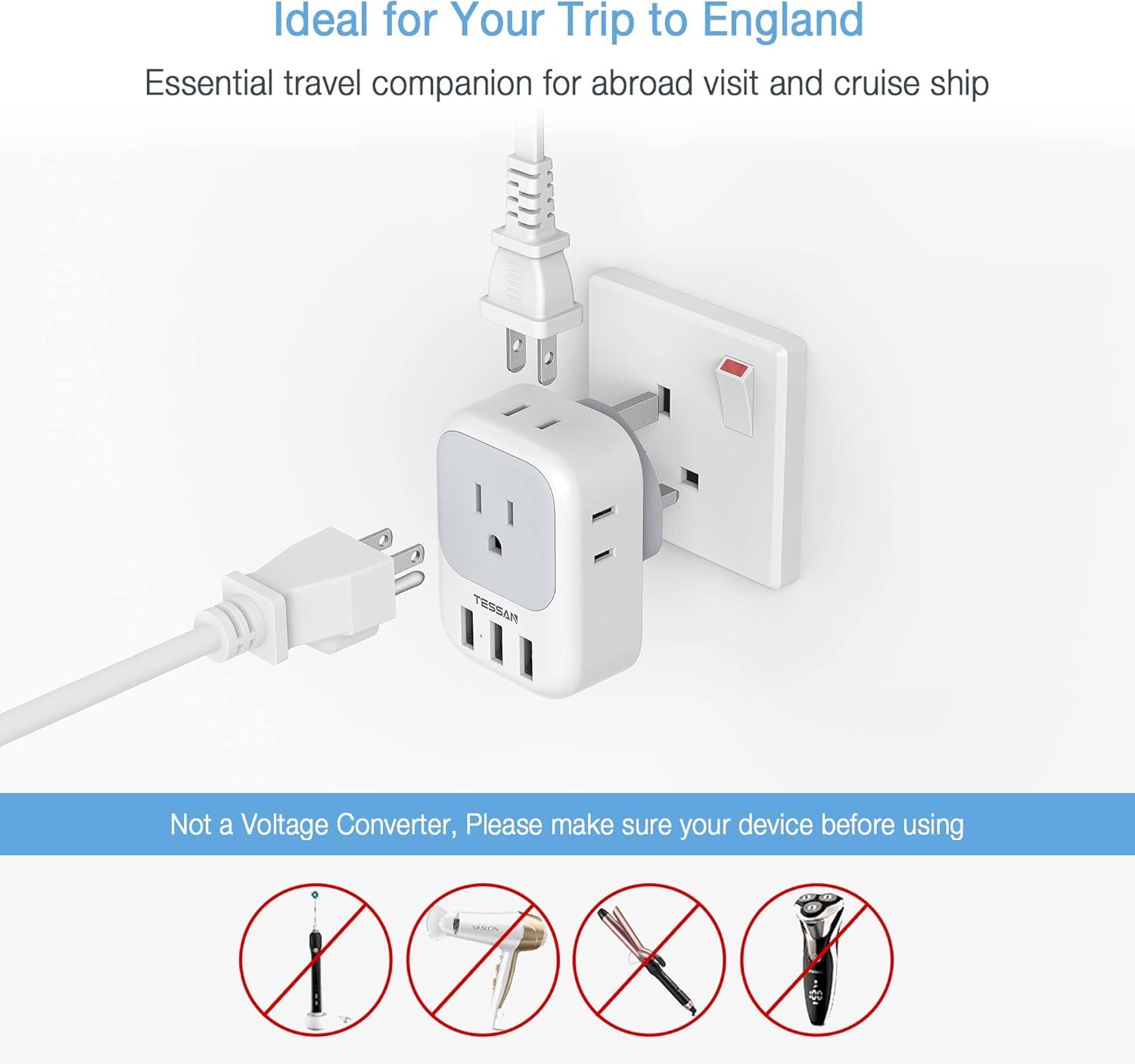 imageEuropean Travel Plug Adapter TESSAN International Power Adaptor with 4 Outlets 4 USB Ports 2 USBC 1 with PD 20W Type C Adapter for US to EU Europe Spain Iceland France Italy Germany Portugalgreywhite