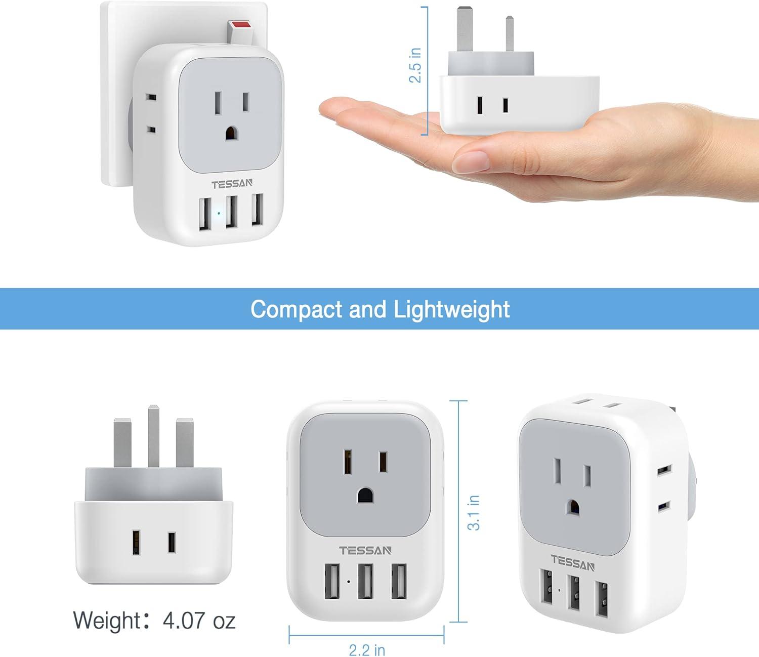 imageEuropean Travel Plug Adapter TESSAN International Power Adaptor with 4 Outlets 4 USB Ports 2 USBC 1 with PD 20W Type C Adapter for US to EU Europe Spain Iceland France Italy Germany Portugalgreywhite