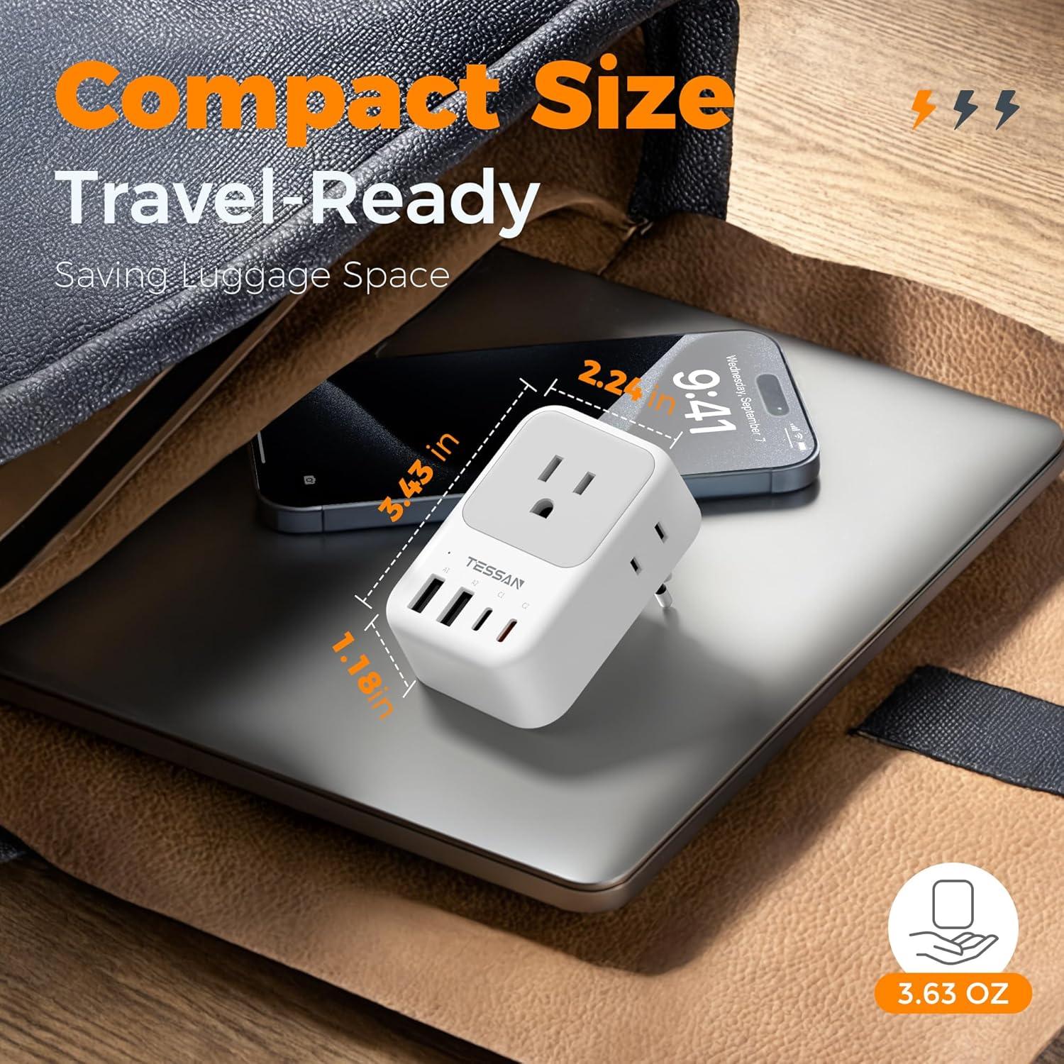 imageEuropean Travel Plug Adapter TESSAN International Power Adaptor with 4 Outlets 4 USB Ports 2 USBC 1 with PD 20W Type C Adapter for US to EU Europe Spain Iceland France Italy Germany Portugalgrey