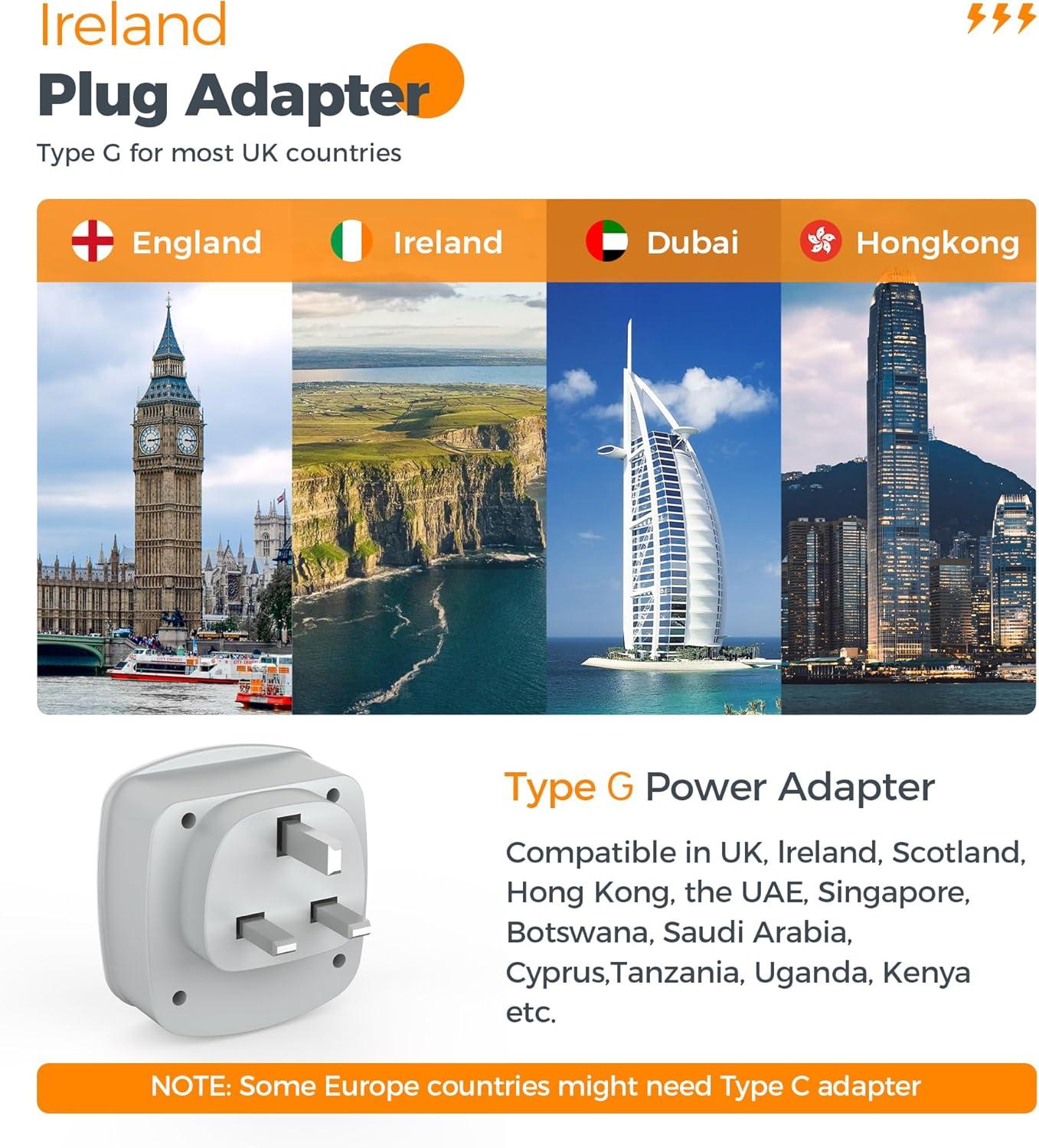 imageEuropean Travel Plug Adapter TESSAN Type C Adaptor with 2 Electrical Outlets 2 USB Ports 1 USB C EU Power Adapter for US to Europe International Iceland Spain Italy France Germany GreeceGreyUKUSB C
