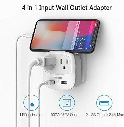 imageEuropean Travel Plug Adapter TESSAN Type C Adaptor with 2 Electrical Outlets 2 USB Ports 1 USB C EU Power Adapter for US to Europe International Iceland Spain Italy France Germany GreeceGreyType G2 Pack