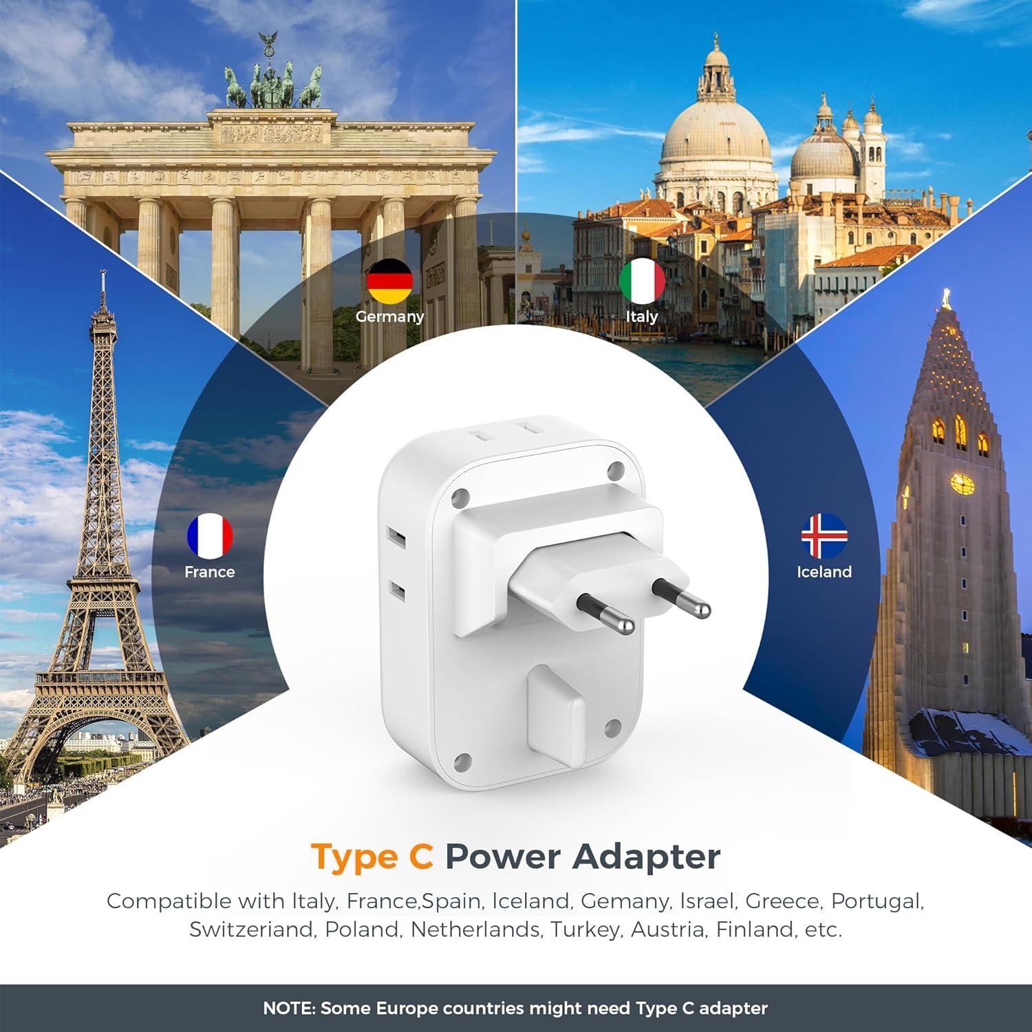 imageSwitzerland Power Adapter 2 Pack TESSAN Type J Adaptor with 4 Outlets 3 USB Charging Ports1 USB C Swiss Travel Plug for US to Switzerland Liechtenstein RwandaType C  Foldable Plug