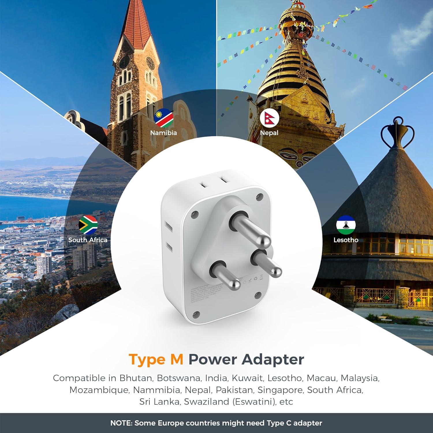 imageSwitzerland Power Adapter 2 Pack TESSAN Type J Adaptor with 4 Outlets 3 USB Charging Ports1 USB C Swiss Travel Plug for US to Switzerland Liechtenstein RwandaType M  South Africa