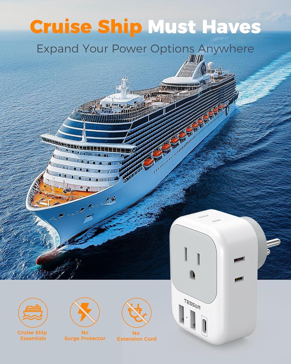 imageSwitzerland Power Adapter 2 Pack TESSAN Type J Adaptor with 4 Outlets 3 USB Charging Ports1 USB C Swiss Travel Plug for US to Switzerland Liechtenstein RwandaType HIsrael