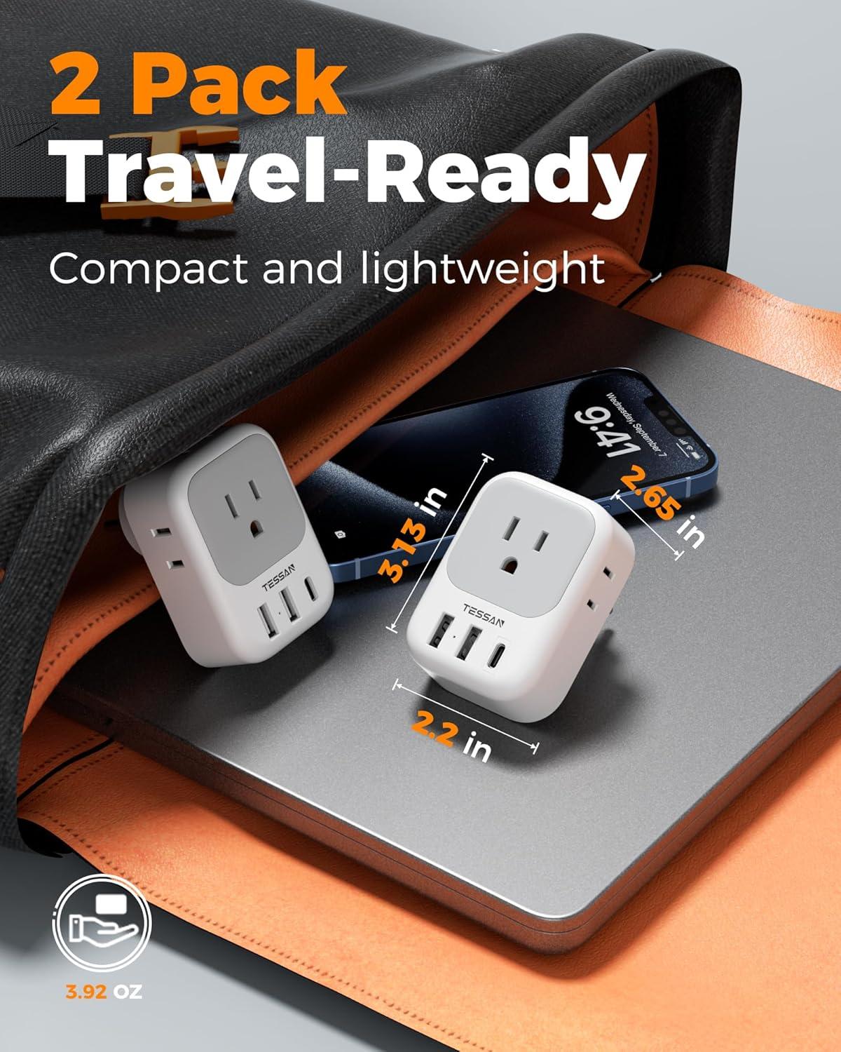 imageSwitzerland Power Adapter 2 Pack TESSAN Type J Adaptor with 4 Outlets 3 USB Charging Ports1 USB C Swiss Travel Plug for US to Switzerland Liechtenstein RwandaType HIsrael