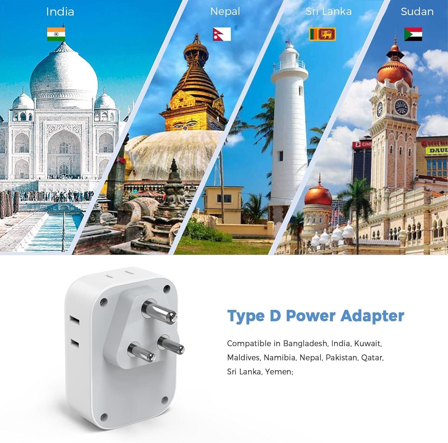 imageSwitzerland Power Adapter 2 Pack TESSAN Type J Adaptor with 4 Outlets 3 USB Charging Ports1 USB C Swiss Travel Plug for US to Switzerland Liechtenstein RwandaType D  India Maldives