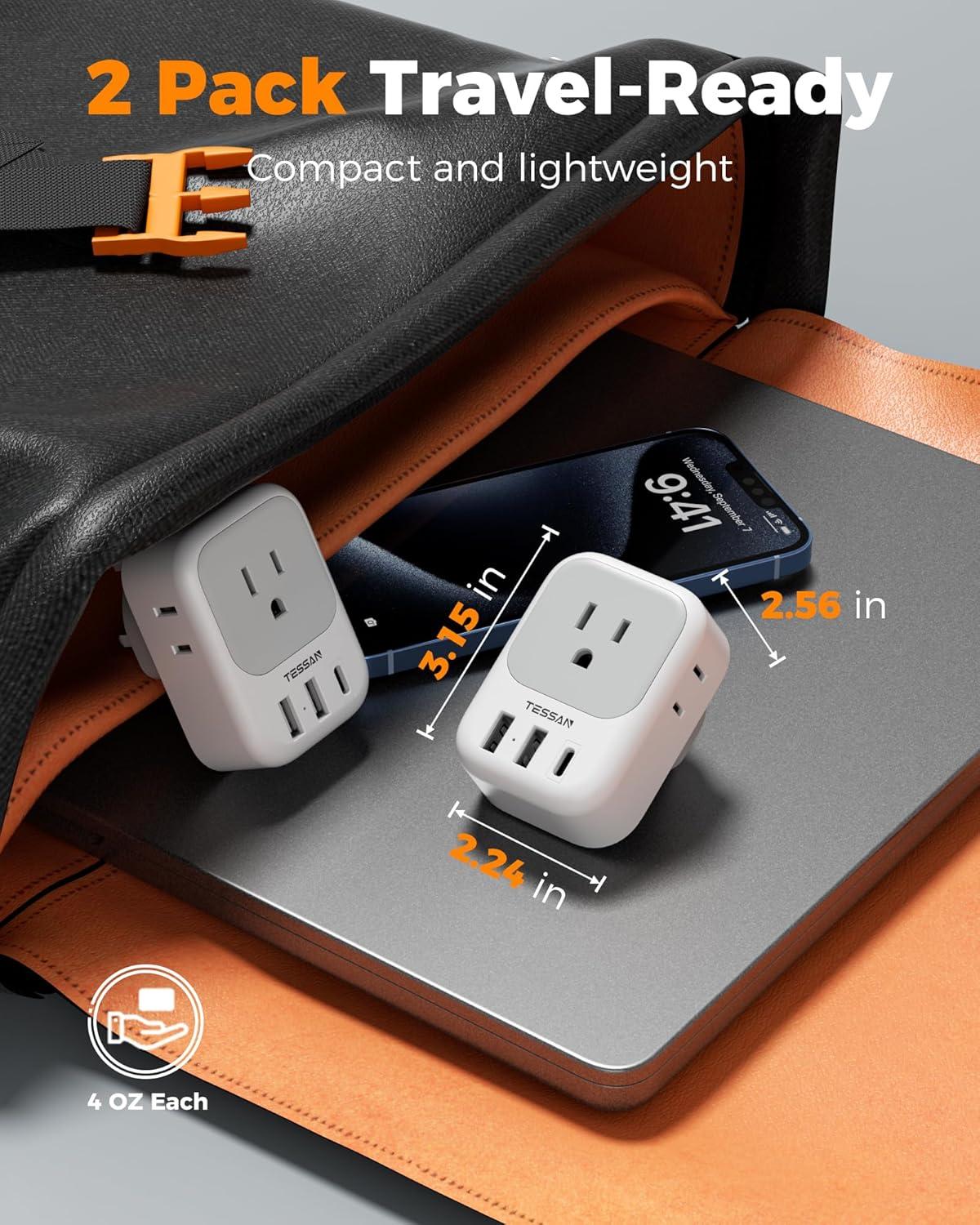 imageSwitzerland Power Adapter 2 Pack TESSAN Type J Adaptor with 4 Outlets 3 USB Charging Ports1 USB C Swiss Travel Plug for US to Switzerland Liechtenstein RwandaType GUK Ireland