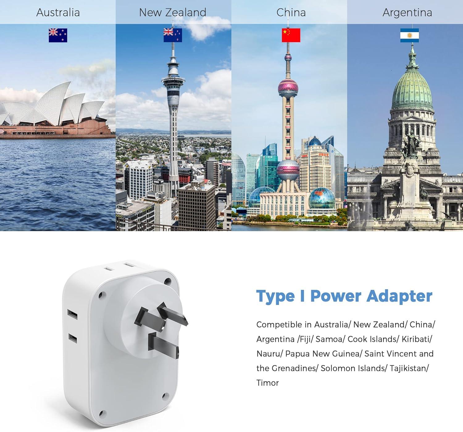 imageSwitzerland Power Adapter 2 Pack TESSAN Type J Adaptor with 4 Outlets 3 USB Charging Ports1 USB C Swiss Travel Plug for US to Switzerland Liechtenstein RwandaType I  Australia China