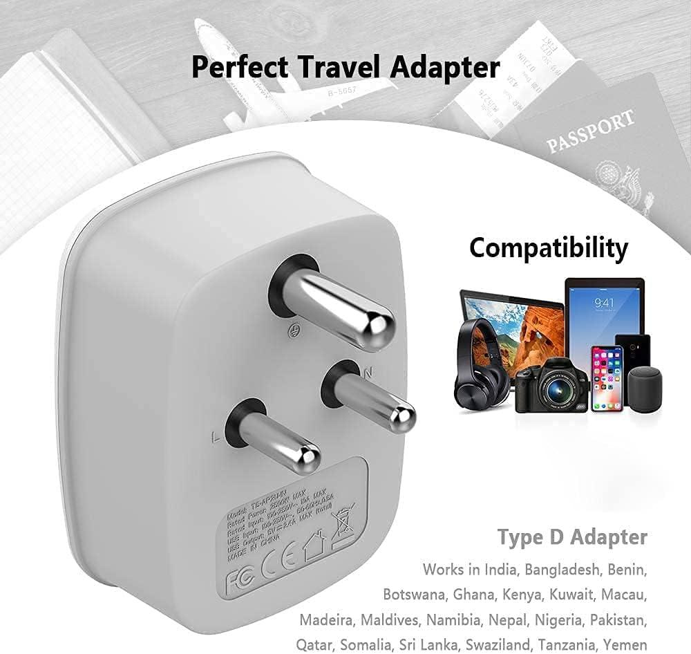 imageTESSAN European Travel Plug Adapter Europe Power Adaptor with 2 USB Ports International Type C Outlet Charger for US to Most of EU Iceland Spain Italy France Germanygreywhite