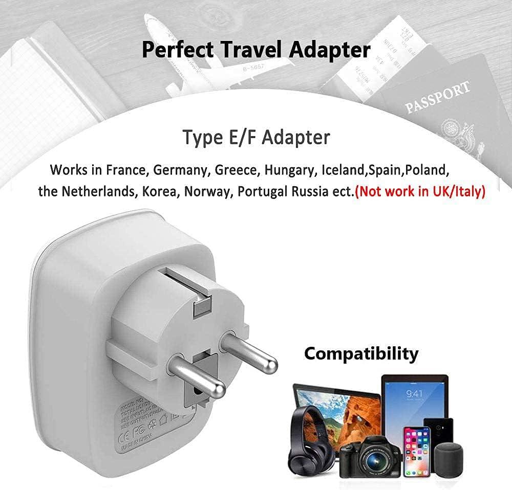 imageTESSAN European Travel Plug Adapter Europe Power Adaptor with 2 USB Ports International Type C Outlet Charger for US to Most of EU Iceland Spain Italy France GermanyGrey white
