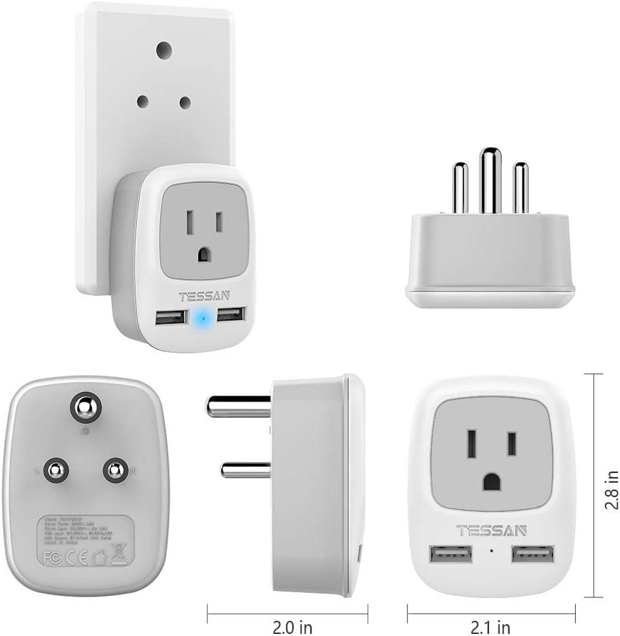 imageTESSAN European Travel Plug Adapter Europe Power Adaptor with 2 USB Ports International Type C Outlet Charger for US to Most of EU Iceland Spain Italy France Germanygreywhite