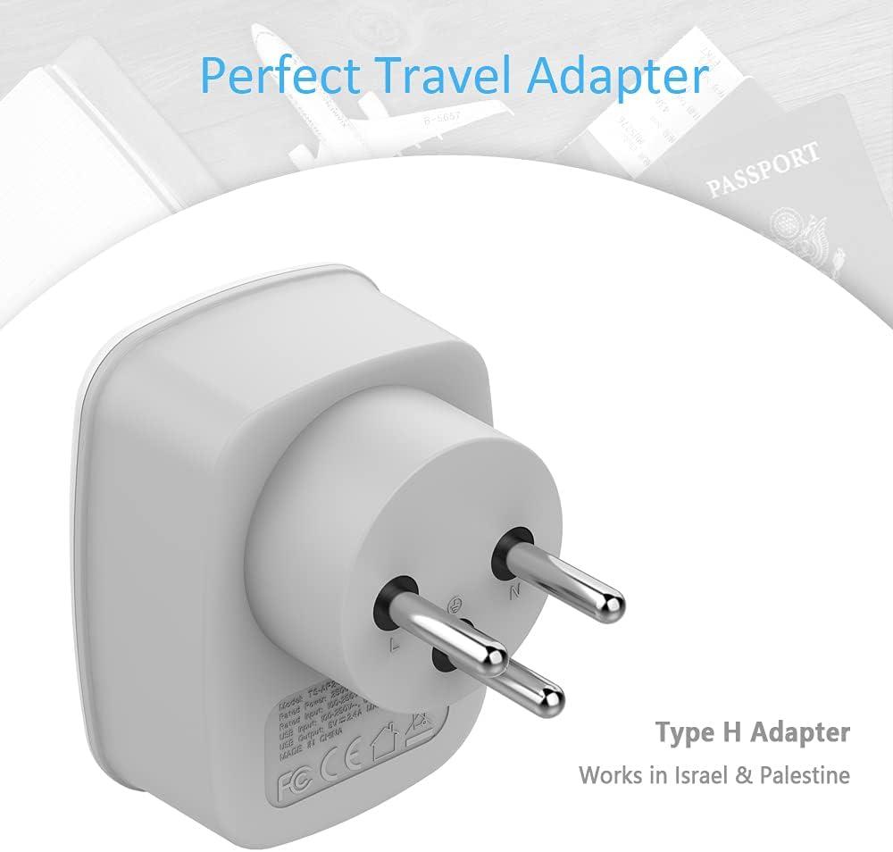 imageTESSAN European Travel Plug Adapter Europe Power Adaptor with 2 USB Ports International Type C Outlet Charger for US to Most of EU Iceland Spain Italy France GermanygraywhiteType H
