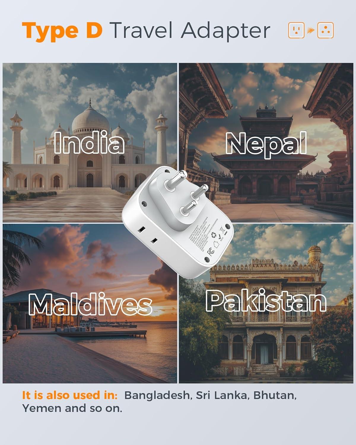imageTESSAN European Travel Plug Adapter Type C Power Adaptor with 4 AC Outlets 3 USB Ports 2 USB C Europe Outlet Adapter for USA to EU Euro International Italy Iceland Spain France Greece GermanywhitegrayType D