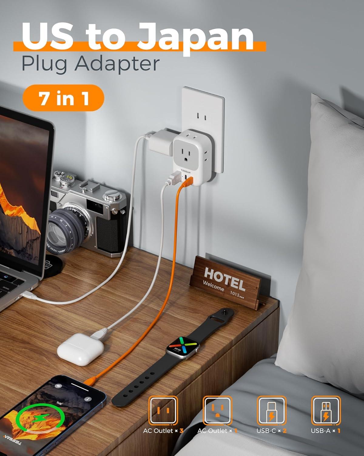 imageTESSAN European Travel Plug Adapter Type C Power Adaptor with 4 AC Outlets 3 USB Ports 2 USB C Europe Outlet Adapter for USA to EU Euro International Italy Iceland Spain France Greece GermanyGrayType A