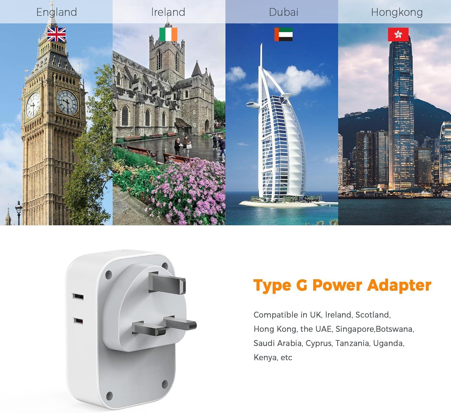 imageTESSAN European Travel Plug Adapter Type C Power Adaptor with 4 AC Outlets 3 USB Ports 2 USB C Europe Outlet Adapter for USA to EU Euro International Italy Iceland Spain France Greece GermanyGreyType G 2 USB C