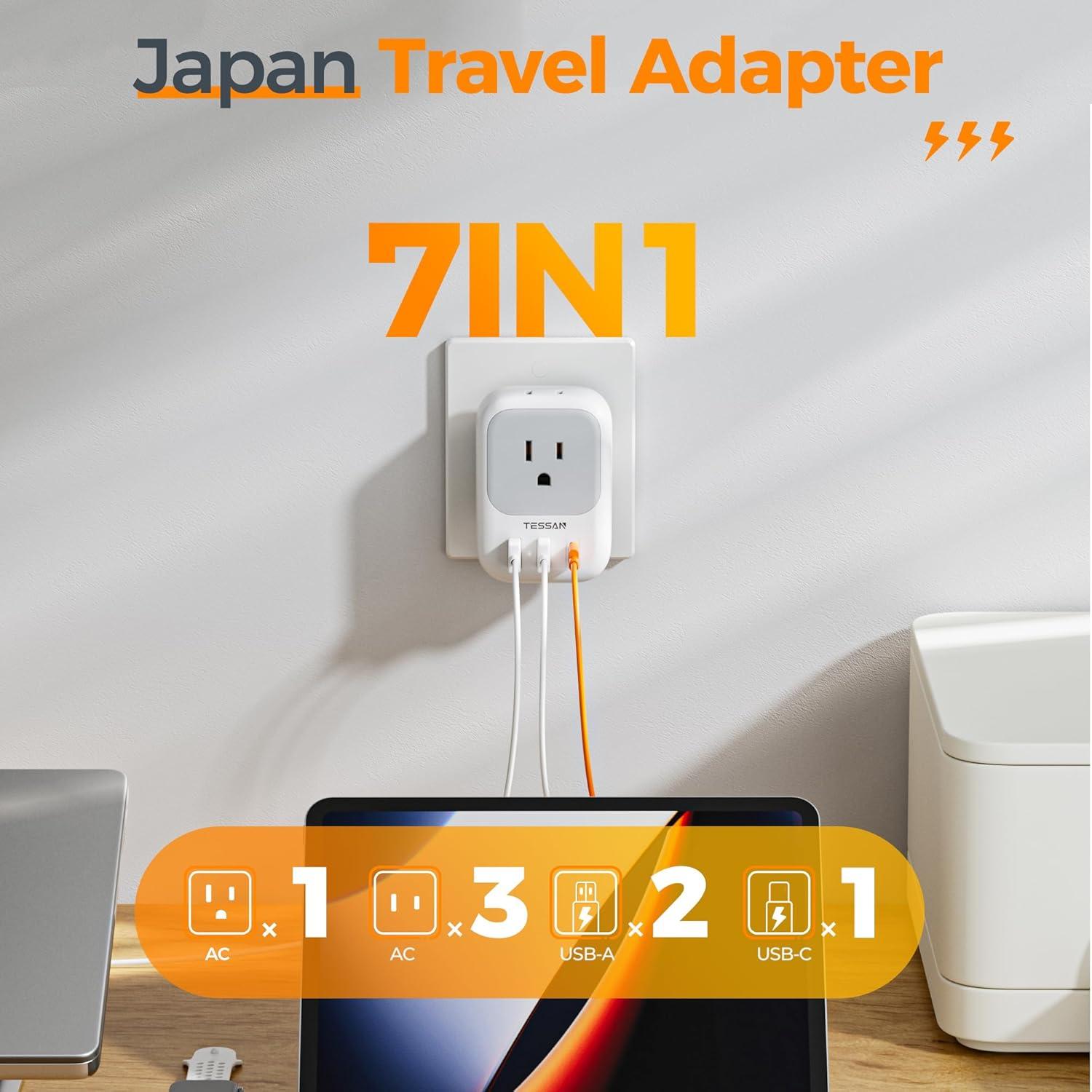 imageTESSAN South Africa Power Adapter Type M Plug Adaptor with 4 American Outlets 3 USB Charger 1 USB C Port for US to Bhutan Botswana Namibia NepalType AGreyWhite
