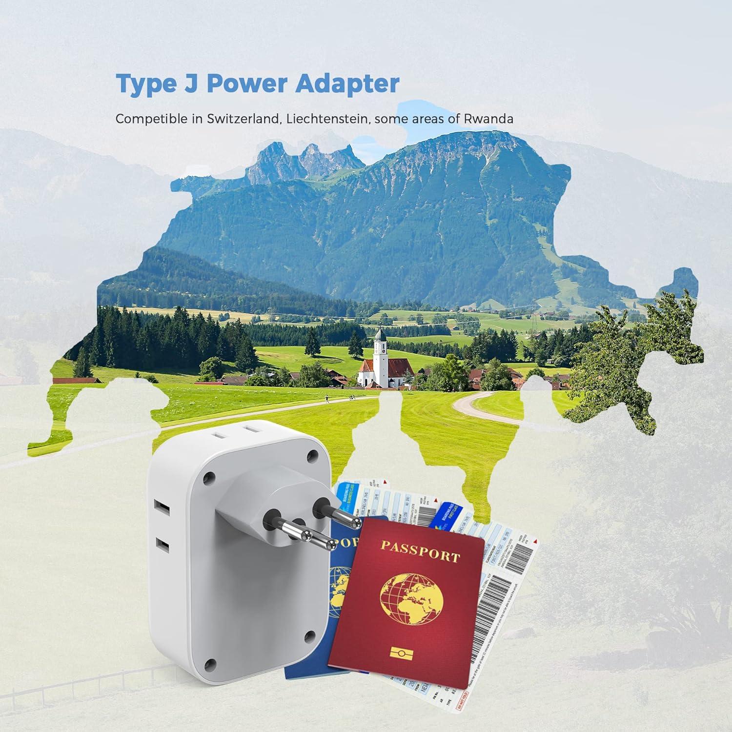 imageTESSAN South Africa Power Adapter Type M Plug Adaptor with 4 American Outlets 3 USB Charger 1 USB C Port for US to Bhutan Botswana Namibia NepalType Jwhitegrey