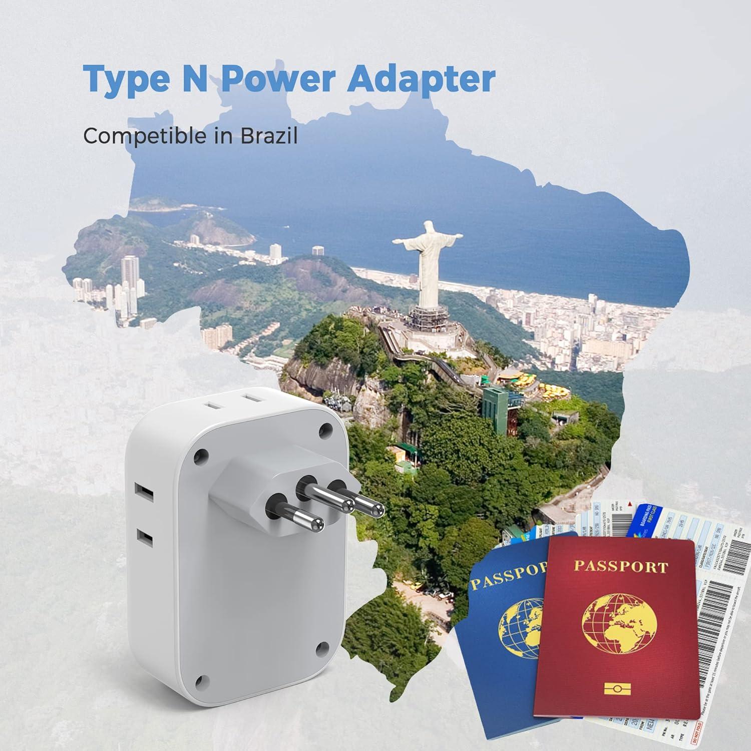 imageTESSAN South Africa Power Adapter Type M Plug Adaptor with 4 American Outlets 3 USB Charger 1 USB C Port for US to Bhutan Botswana Namibia NepalType Ngrey white