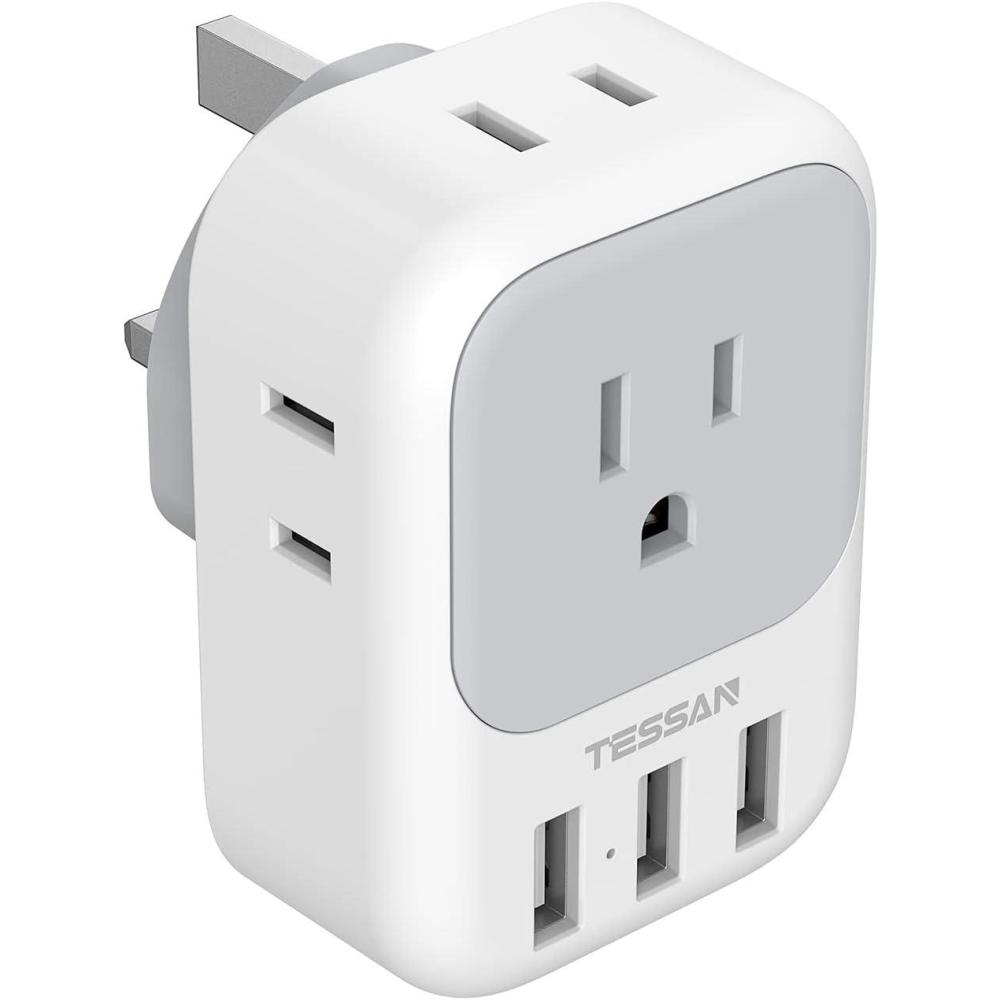 imageEuropean Travel Plug Adapter TESSAN International Power Adaptor with 4 Outlets 4 USB Ports 2 USBC 1 with PD 20W Type C Adapter for US to EU Europe Spain Iceland France Italy Germany Portugalgreywhite