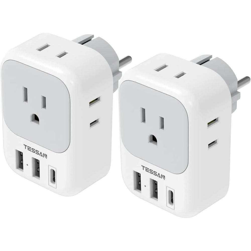 imageSwitzerland Power Adapter 2 Pack TESSAN Type J Adaptor with 4 Outlets 3 USB Charging Ports1 USB C Swiss Travel Plug for US to Switzerland Liechtenstein RwandaType EF  Germany France