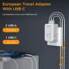 image2 Pack European Travel Plug Adapter TESSAN US to Europe Power Adapter 3 Outlets 3 USB Ports1 USB C Type C Adaptor for USA to EU Germany Iceland Spain Italy France International Essentials