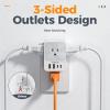 image30W Wall Charger TESSAN Fast Charging Multi Plug Adapter with 3 Outlet Extender Surge Protector Multiple Plug with 4 USB Block Power Delivery 2 USB C Ports for Home Office EssentialsGrey
