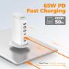 image65W USB Charging Station for Multiple Devices TESSAN USB C Charger Block for iphone131415 Tablet Earphone with 6 Ports for Home Office Travel Accessories65WOffWhite3C