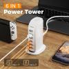 image65W USB Charging Station for Multiple Devices TESSAN USB C Charger Block for iphone131415 Tablet Earphone with 6 Ports for Home Office Travel Accessories65WOffWhite3C
