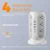 imageBlack Surge Protector Power Strip with 4 Individual Switches TESSAN USB C Charging Station Power Tower with Flat Extension Cord 10 Ft 12 Outlets Black Extension Cord Dorm Room Office AccessoriesGrey