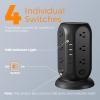 imageBlack Surge Protector Power Strip with 4 Individual Switches TESSAN USB C Charging Station Power Tower with Flat Extension Cord 10 Ft 12 Outlets Black Extension Cord Dorm Room Office AccessoriesBlack