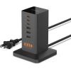 imageCharging Station 30W TESSAN 9in1 Charger Blocks for iPhone 16151413 Tablets Earphone with Surge Protector 5ft Flat Extension Cord with 4 USB A and 2 USB C for Home Office Dorm BlackBlack
