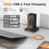 imageCharging Station 30W TESSAN 9in1 Charger Blocks for iPhone 16151413 Tablets Earphone with Surge Protector 5ft Flat Extension Cord with 4 USB A and 2 USB C for Home Office Dorm BlackBlack
