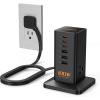imageCharging Station 30W TESSAN 9in1 Charger Blocks for iPhone 16151413 Tablets Earphone with Surge Protector 5ft Flat Extension Cord with 4 USB A and 2 USB C for Home Office Dorm BlackBlack
