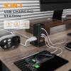 imageCharging Station 30W TESSAN 9in1 Charger Blocks for iPhone 16151413 Tablets Earphone with Surge Protector 5ft Flat Extension Cord with 4 USB A and 2 USB C for Home Office Dorm BlackBlack