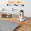 imageCharging Station PD 100W TESSAN 9in1 USB C Power Strip for iPhone 1615 MacBook Tablet Desktop Phone Fast Charger with 3 AC 3 USBA Ports Home Drom Office Accessories White5 Feet65W with AC