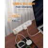 imageDesk Clamp Power Strip 6Ft TESSAN Flat Extension Cord with Multiple Outlets 10 Outlets with 4 USB 2 USB C Flat Plug 1625W Charging Station for Gaming Cruise Travel Office Dorm Room White