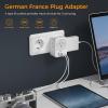 imageEuropean Travel Plug Adapter 2 Packs TESSAN Europe International Power Adaptor with 4 Outlets 3 USB Charging Ports 1 USB C Type C Plug for Germany Iceland Spain Italy FranceGray whiteType E F