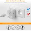 imageEuropean Travel Plug Adapter 2 Packs TESSAN Europe International Power Adaptor with 4 Outlets 3 USB Charging Ports 1 USB C Type C Plug for Germany Iceland Spain Italy FranceGray whiteType E F