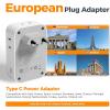 imageEuropean Travel Plug Adapter 28W TESSAN US to Europe Plug Adapter with 4 Outlets 5 USB Ports 3 USB C Type C Power Adaptor for USA to EU Euro Italy Spain France Iceland Germany Greece Portugal