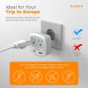 imageEuropean Travel Plug Adapter TESSAN Type C Adaptor with 2 Electrical Outlets 2 USB Ports 1 USB C EU Power Adapter for US to Europe International Iceland Spain Italy France Germany GreeceGrey