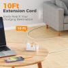 imageFlat Plug Extension Cord 15 Ft TESSAN Surge Protector Power Strip with 6 Outlets and 3 USB 1 USB C Ports 1700J Protection Desktop Black Long Power Cord for Indoor Home Office School Dorm RoomWhite