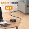 imageFlat Plug Extension Cord 25 ft TESSAN Surge Protector Power Strip with 4 AC Outlets 1 USB C and 2 USB A Ports 900 Joules Protection Multiple Wall Outlet Extender for Home Office Dorm EssentialsBlack