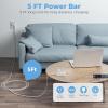 imageFlat Plug Power Strip Bundle TESSAN 5 ft Ultra Thin Extension Cord with USB Wall Charger Slim Desk Charging Station Compact for Travel Cruise Ship and Dorm Room Essentials