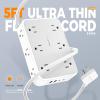 imageFlat Plug Surge Protector Power Strip Bundle TESSAN 5 FT Ultra Thin Extension Cord with Multiple Outlets and USB Ports Surge Protector Flat Plug Office Supplies Dorm Room Essentials