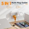 imageMulti Plug Outlet Extender USB C Wall Charger TESSAN Wall Plug Splitter with 5 Outlets and 3 USB Electrical Power Expander with Surge Protector Spaced for Home Office Dorm RoomWhite