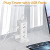 imagePower Strip Tower with Surge Protection TESSAN Flat Plug Extension Cord 6 Feet with Multiple Outlets 3 USB Ports 1 USB C Office Desk Supplies Dorm Essentials