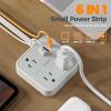 imageShort Extension Cord with Multiple Outlets 3 FT TESSAN Small Flat Plug Power Strip with 3 USB 1 USB C and Multi Outlets Surge Protector Charging Station for Office School Dorm Room EssentialsGrey White
